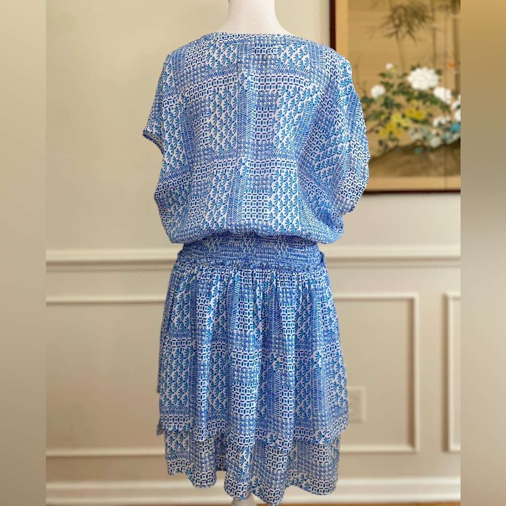 Vineyard Vines Sky Blue Printed Smocked Mini Dress - Picture 5 of 14